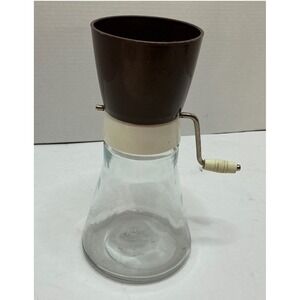 Androck Vintage Coffee Nut Grinder Manual Hand Crank Glass Jar Brown USA Made